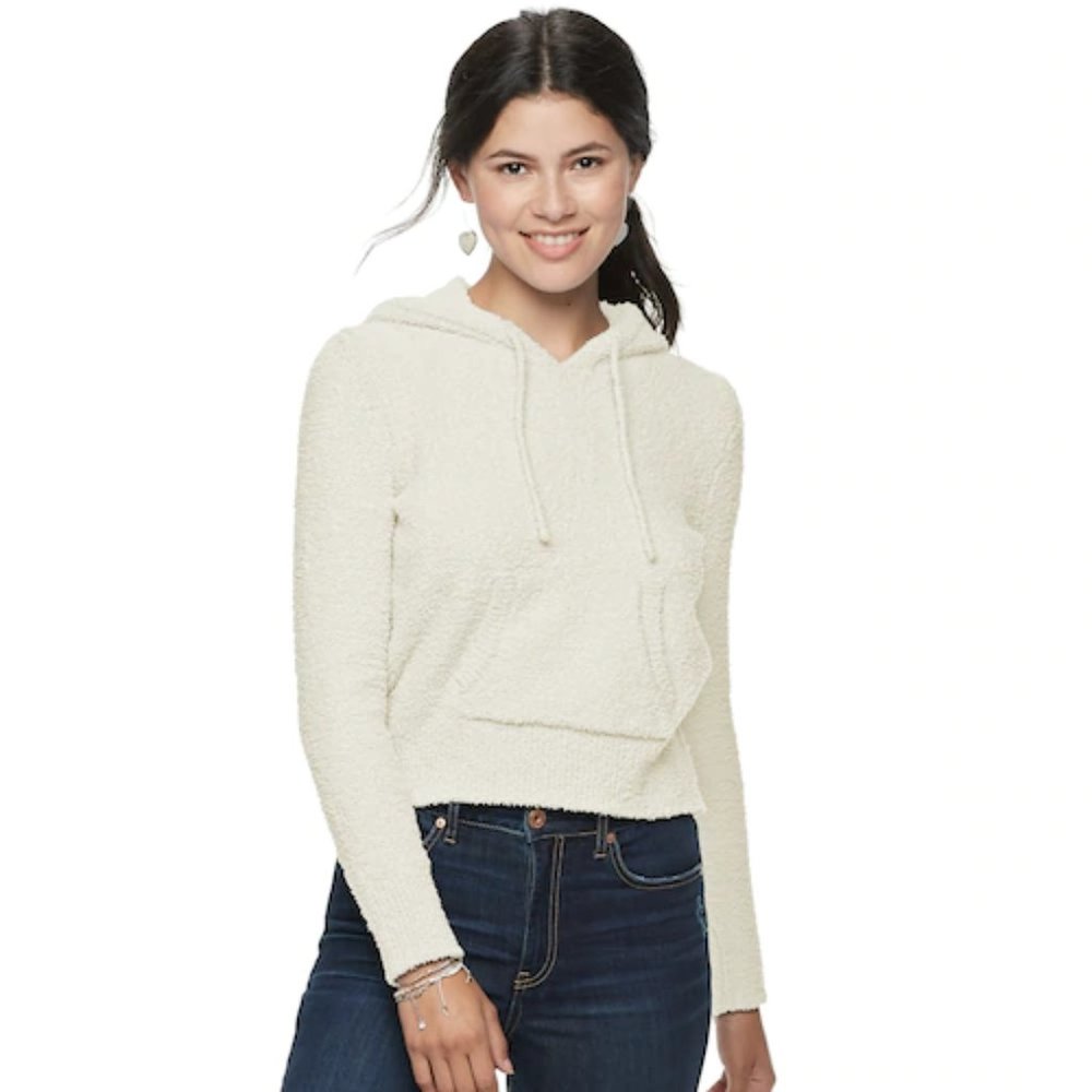 Juniors' Candie's® Stone White Teddy Hoodie
